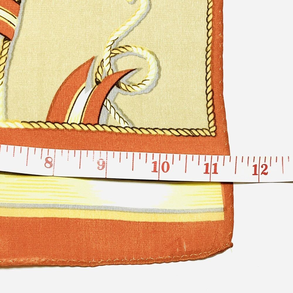 Nautical Oblong Scarf Burnt Orange Yellow Tan Flags Ropes - Picture 4 of 5